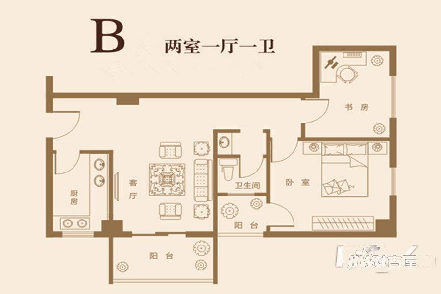 安源时代广场2室1厅1卫90㎡户型图