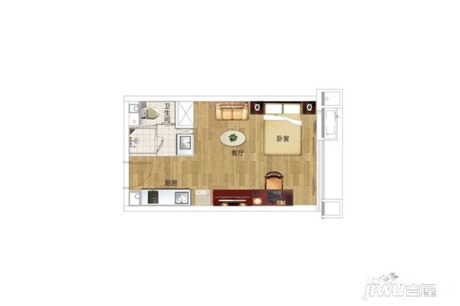 正商汇都中心1室1厅1卫46.4㎡户型图