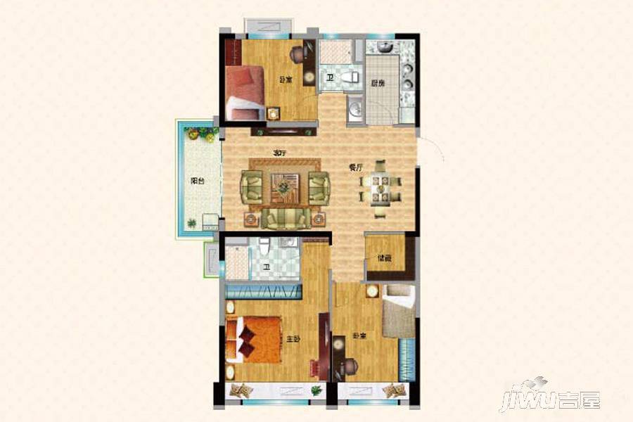 碧桂园翡翠湾4室2厅2卫110㎡户型图