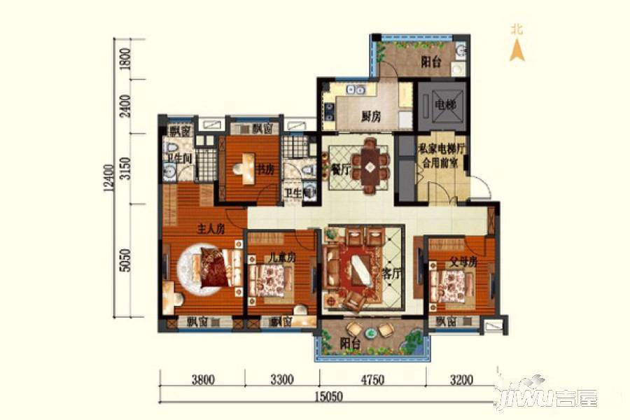 碧桂园翡翠湾4室2厅2卫160㎡户型图