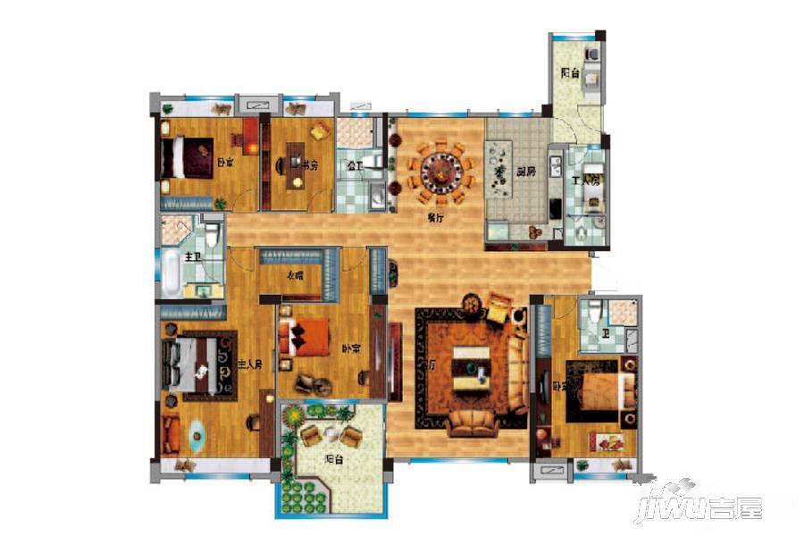 碧桂园翡翠湾6室2厅4卫245㎡户型图