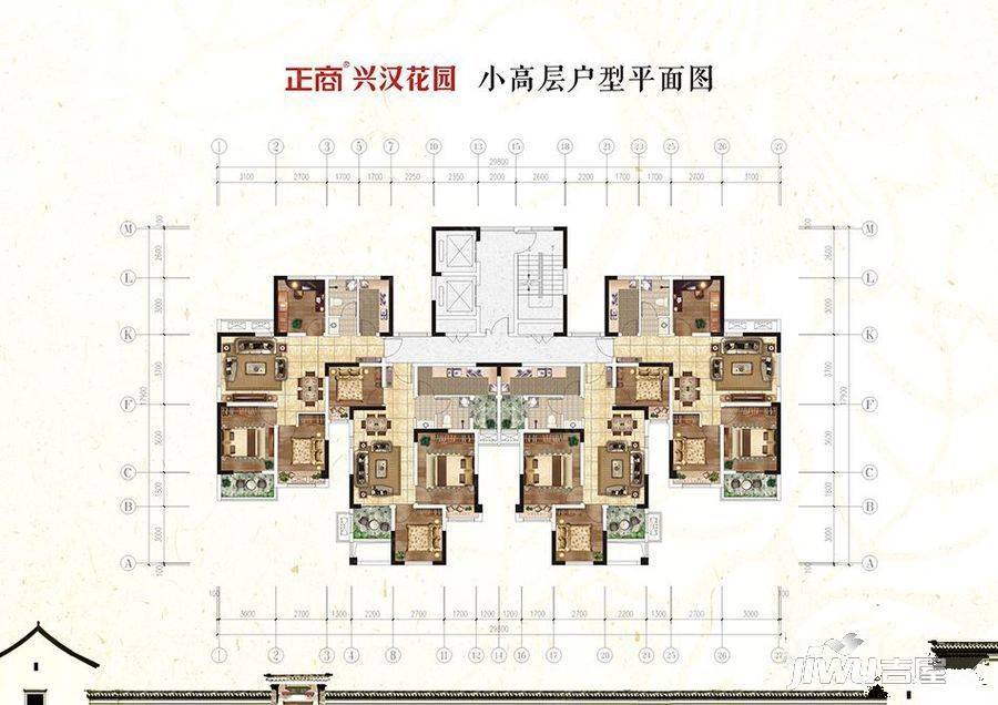 正商兴汉花园3室2厅1卫88㎡户型图