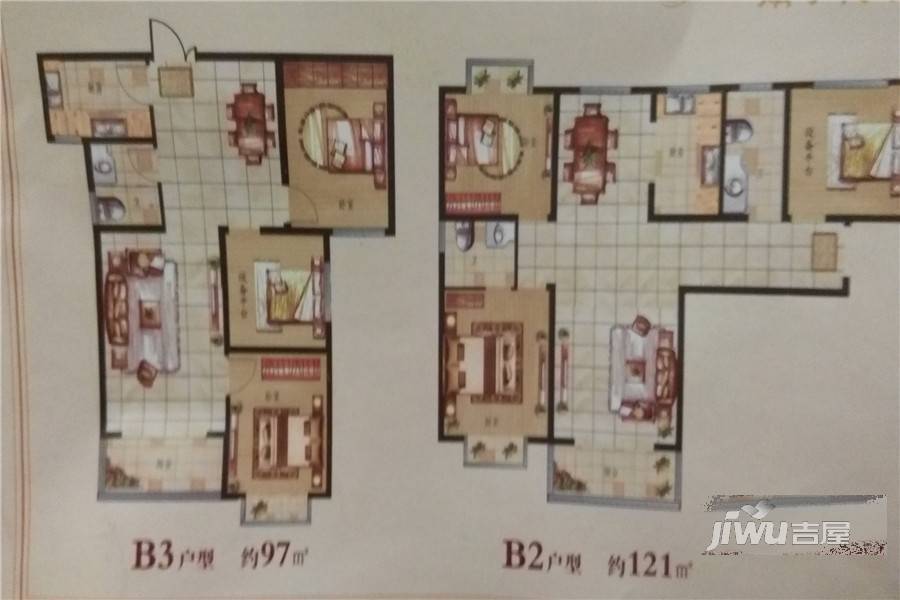 东方富田曼哈顿汇金广场3室2厅2卫121㎡户型图