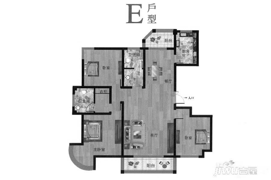 晨胧华庭3室2厅2卫165㎡户型图