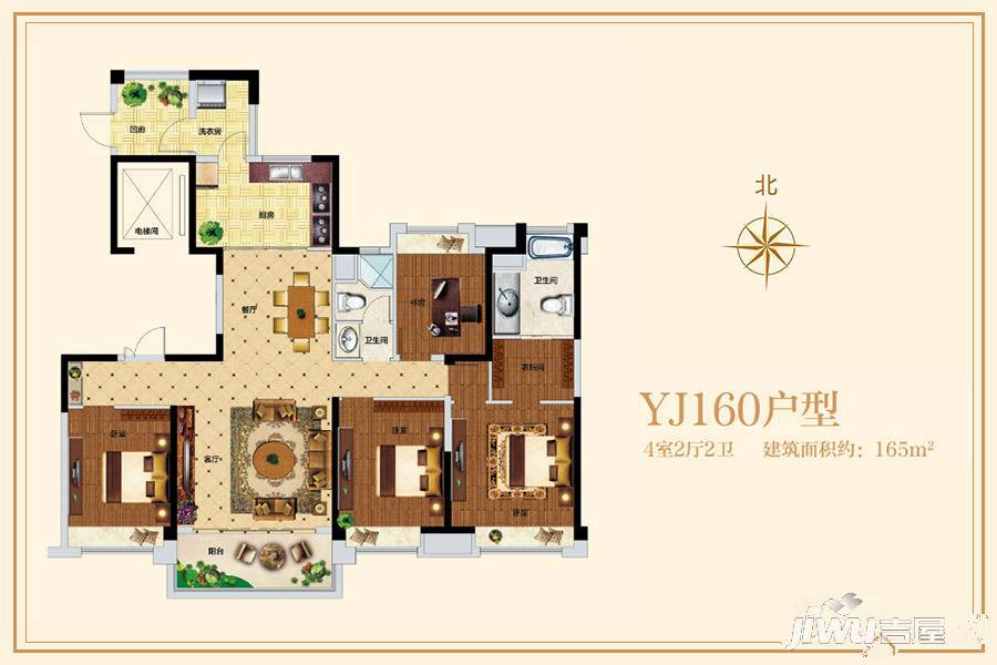 碧桂园翡翠湾4室2厅2卫160㎡户型图