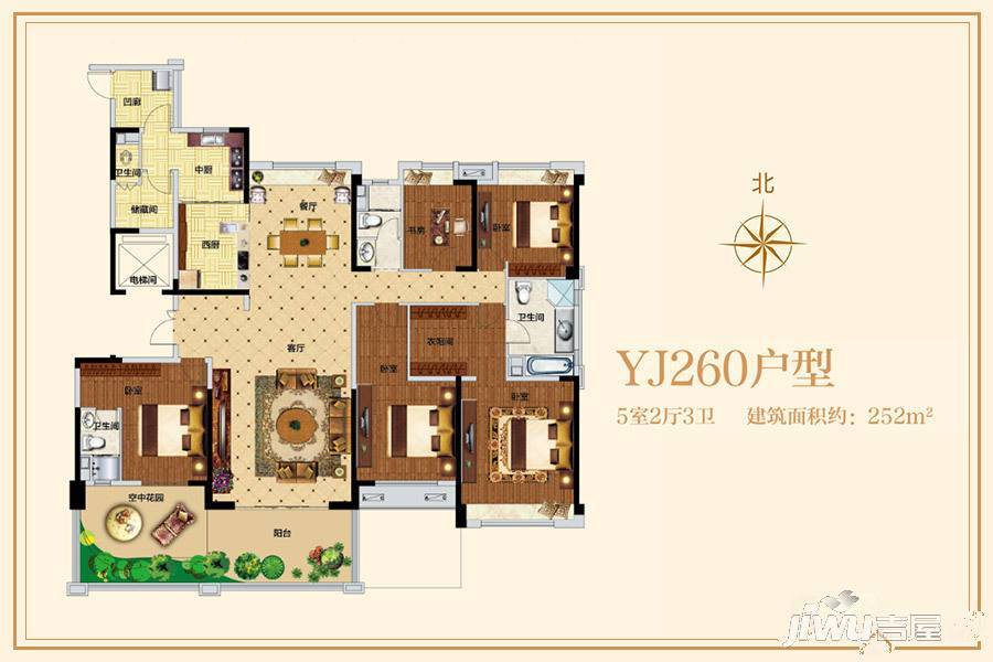 碧桂园翡翠湾5室2厅3卫252㎡户型图