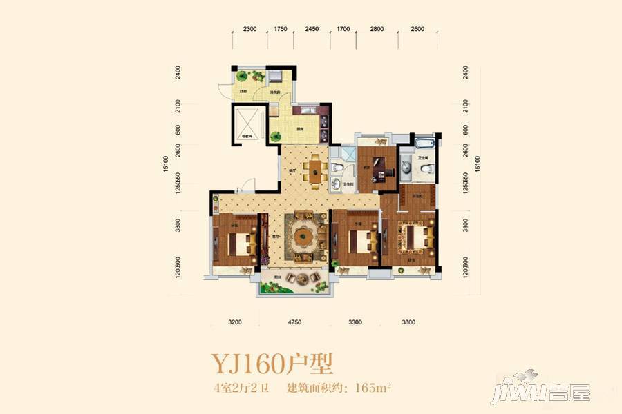 碧桂园翡翠湾4室2厅2卫160㎡户型图