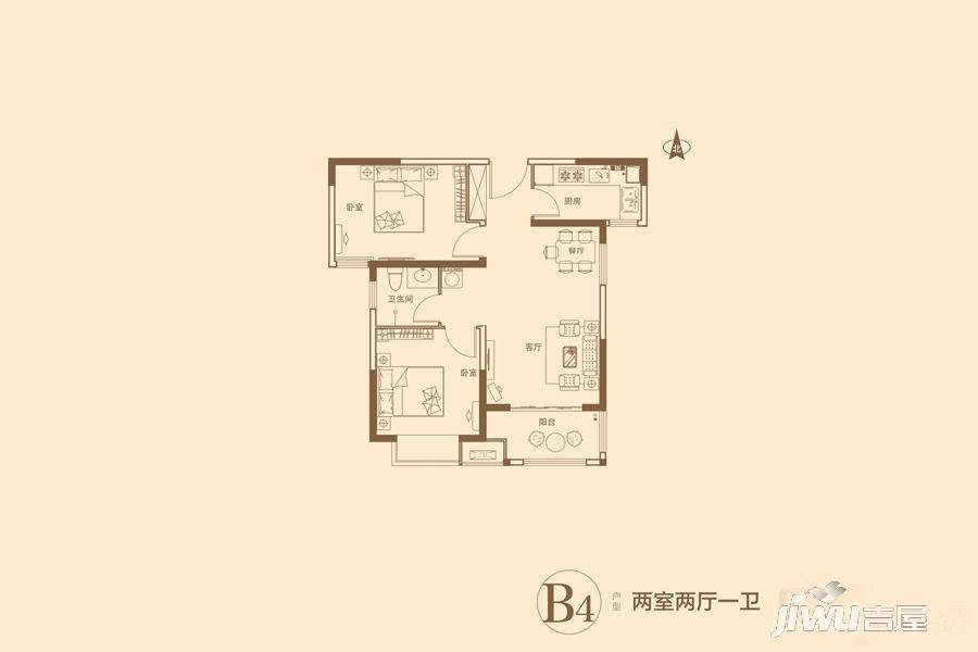 盛世卧龙城2室2厅1卫83.5㎡户型图