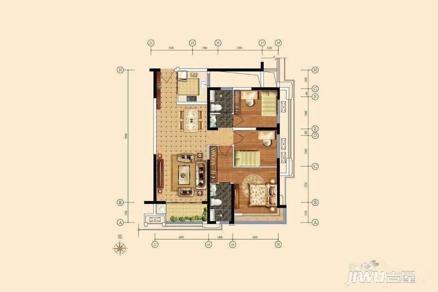 碧桂园天玺3室2厅2卫115.6㎡户型图