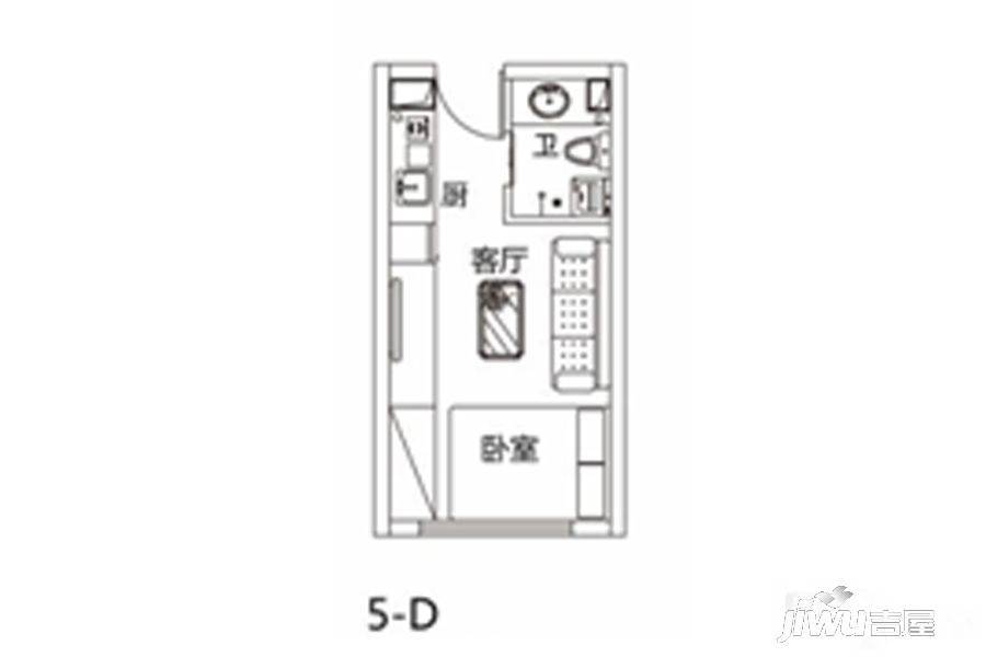 D+工寓1室1厅1卫26.7㎡户型图