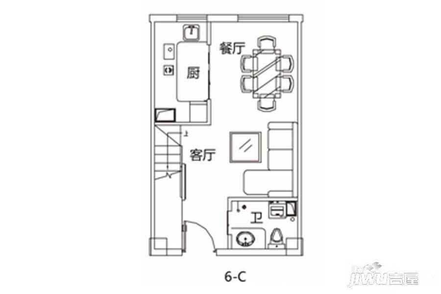 D+工寓1室1厅1卫44.2㎡户型图