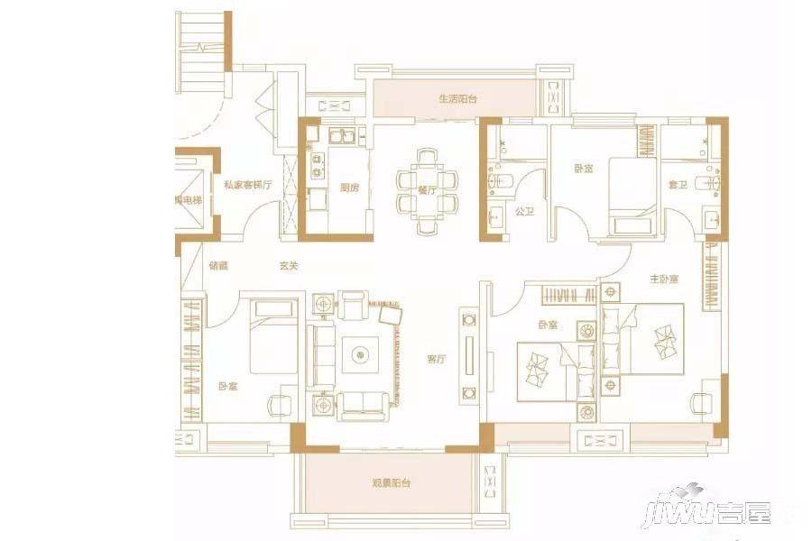 碧桂园万山湖壹号4室2厅2卫140㎡户型图