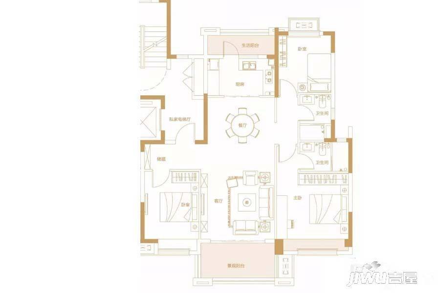 碧桂园万山湖壹号3室2厅2卫115㎡户型图