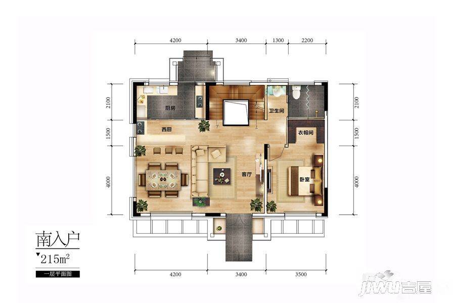 和昌盛世城邦2室2厅2卫215㎡户型图