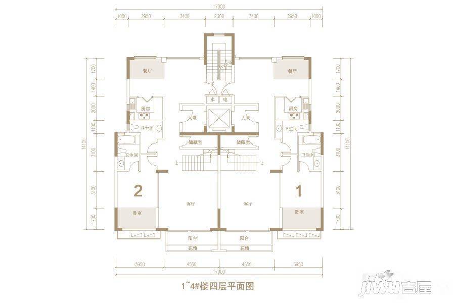 郑开恒大未来城4室2厅5卫210.9㎡户型图