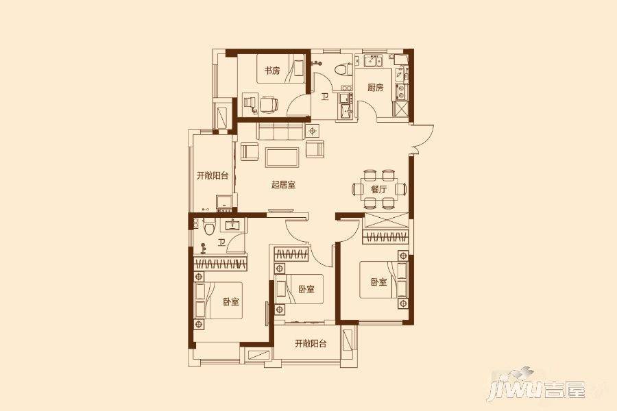 汇泉西悦城4室2厅2卫128㎡户型图