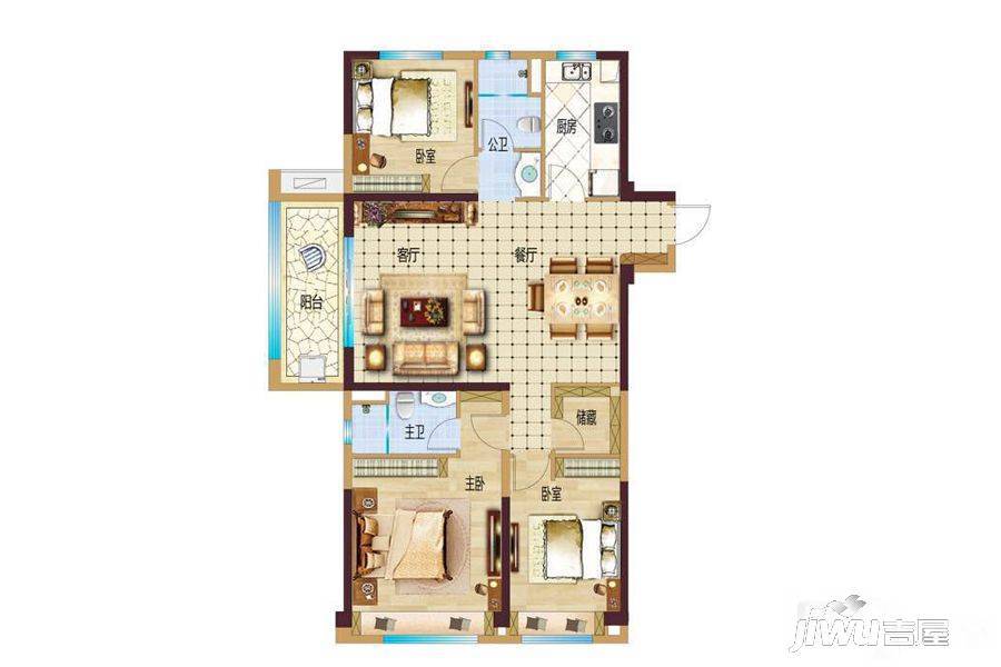 碧桂园龙城天悦3室2厅2卫137㎡户型图