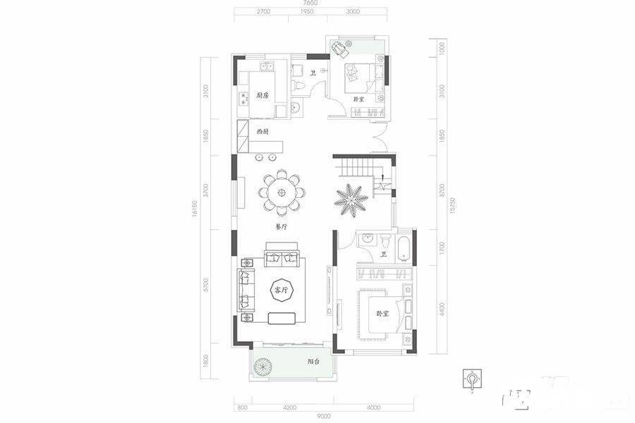 荣盛华府4室2厅4卫220㎡户型图