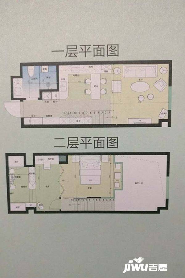 同赢企业总部港1室2厅1卫52.1㎡户型图