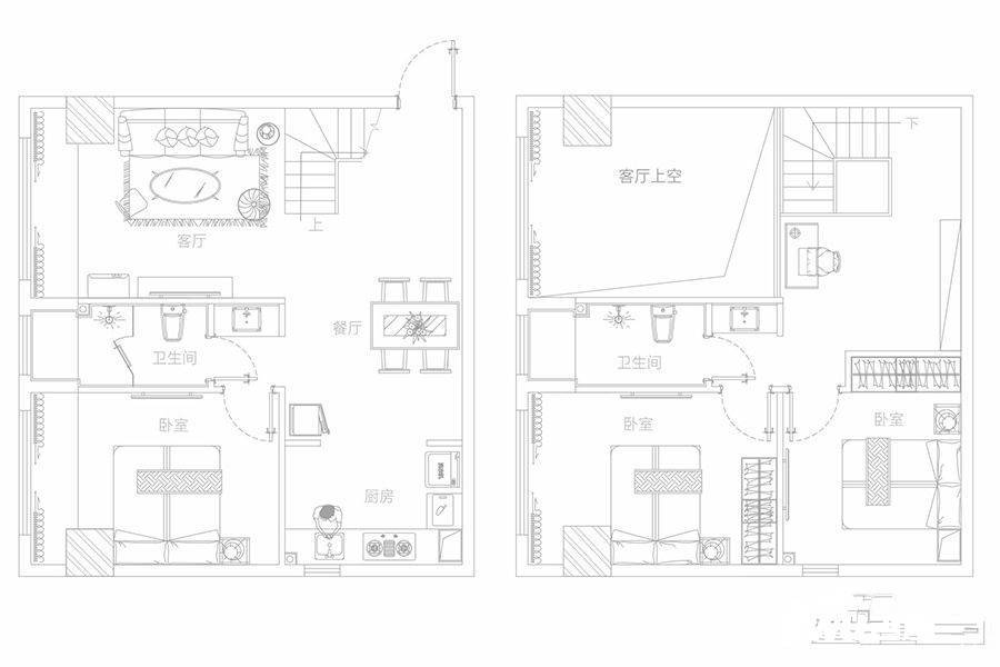 国控东宸3室2厅2卫77㎡户型图