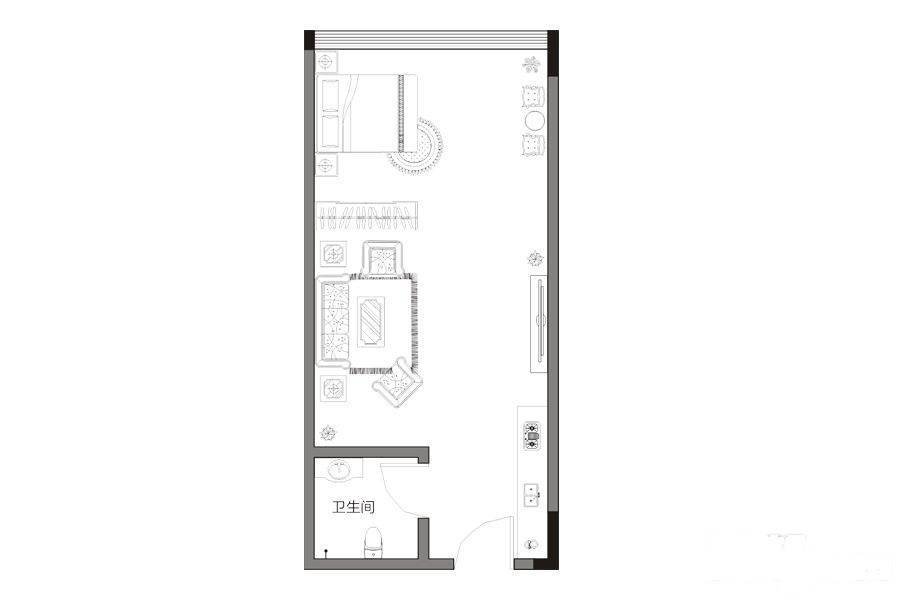 华兴大厦1室1厅1卫58㎡户型图