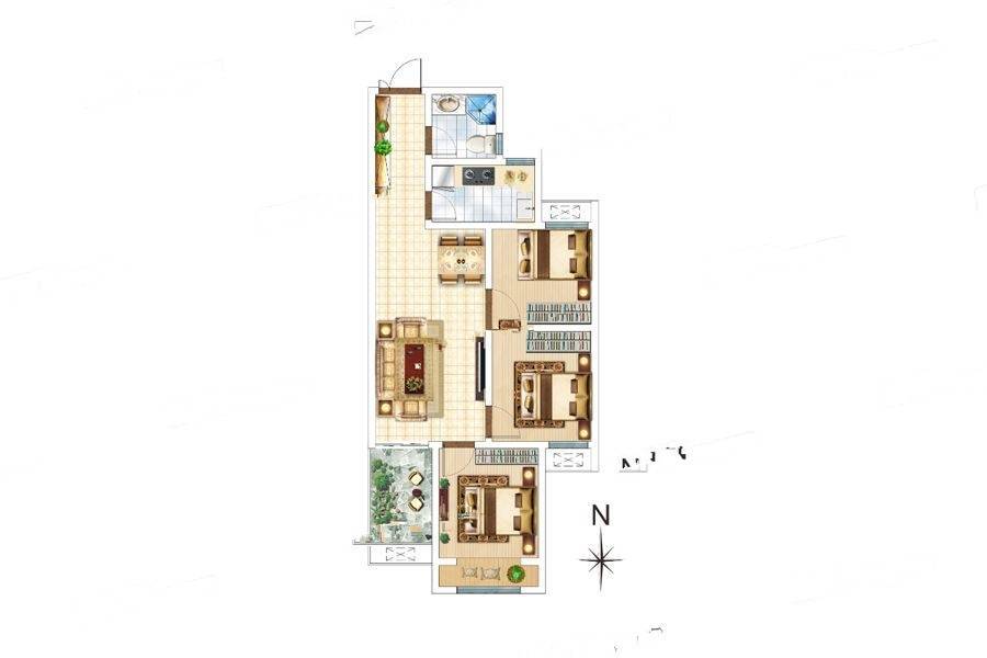 佳田未来新城3室2厅1卫89.5㎡户型图