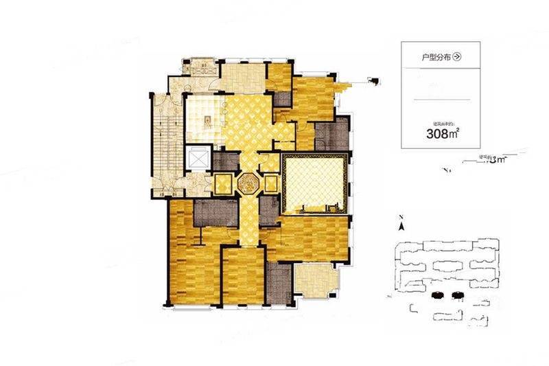 绿城怡商玉园4室2厅3卫308㎡户型图