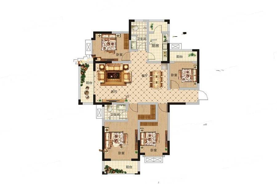 九龙新城4室2厅2卫145㎡户型图