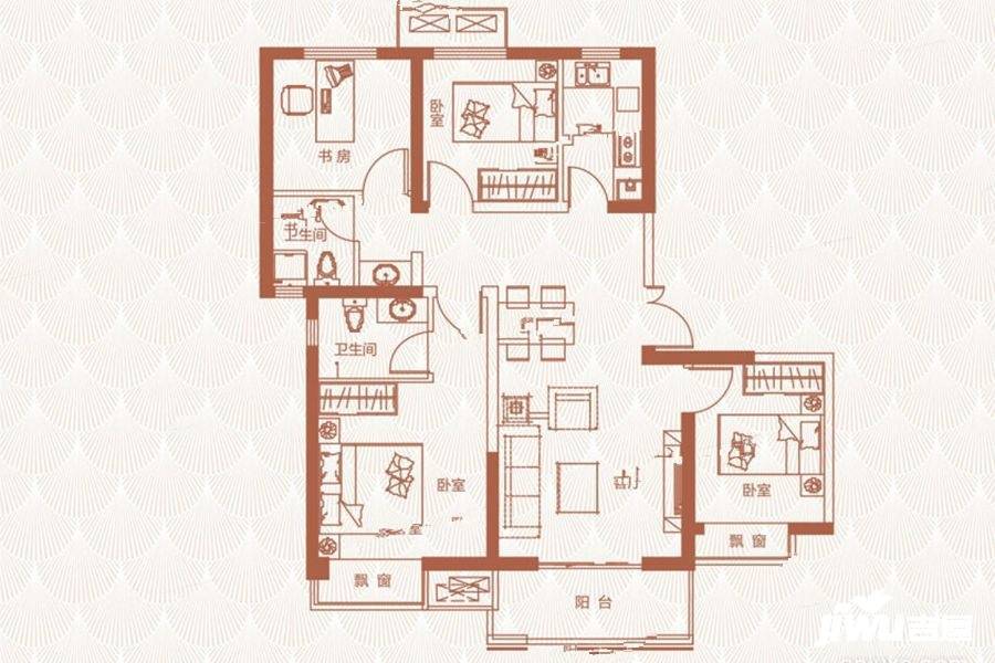 正商启盛华庭4室2厅2卫129.6㎡户型图