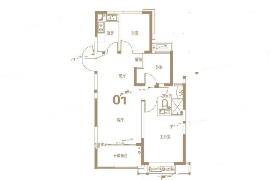 郑开恒大未来城3室2厅1卫96.7㎡户型图