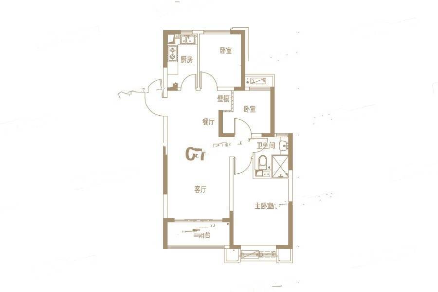 郑开恒大未来城3室2厅1卫98.9㎡户型图