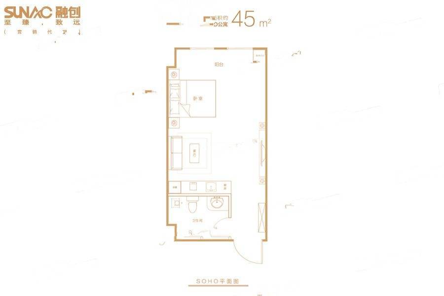 郑州益田假日世界1室1厅1卫45㎡户型图