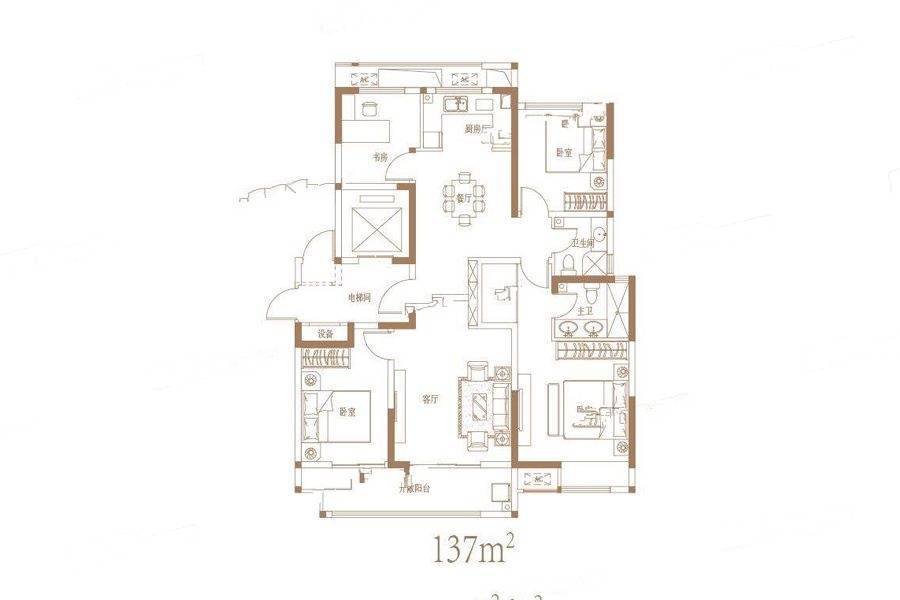 昌建翡翠苑4室2厅2卫137㎡户型图