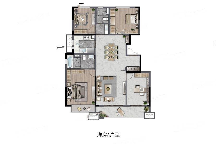 康桥东麓园4室2厅2卫142㎡户型图