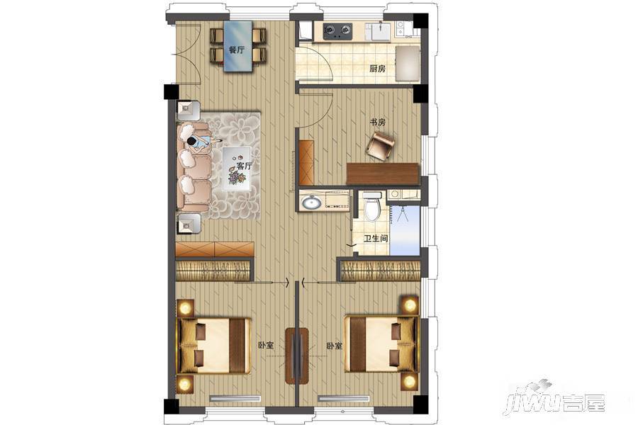 四季春城3室2厅1卫99㎡户型图