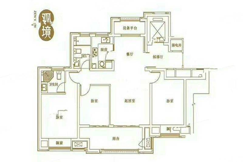 融创玉兰公馆3室2厅2卫120㎡户型图