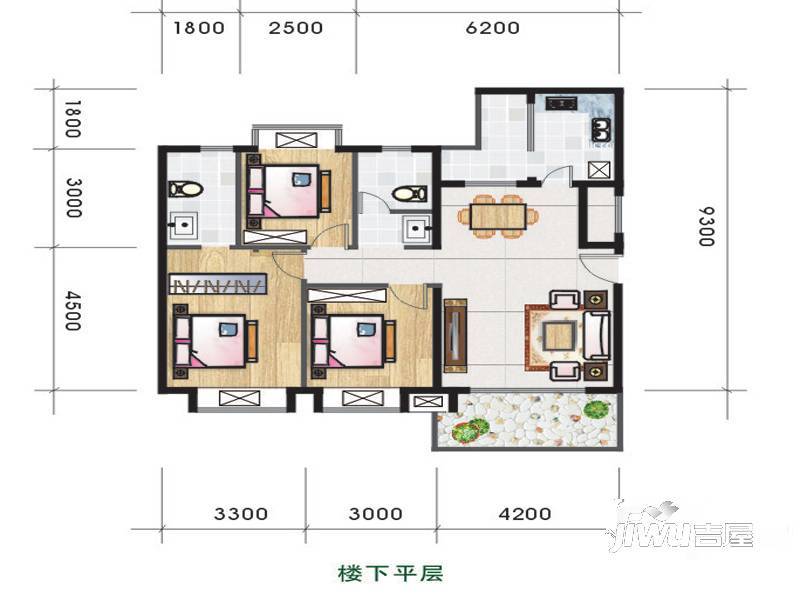 瑞坤漫水缇香4室2厅3卫144.3㎡户型图