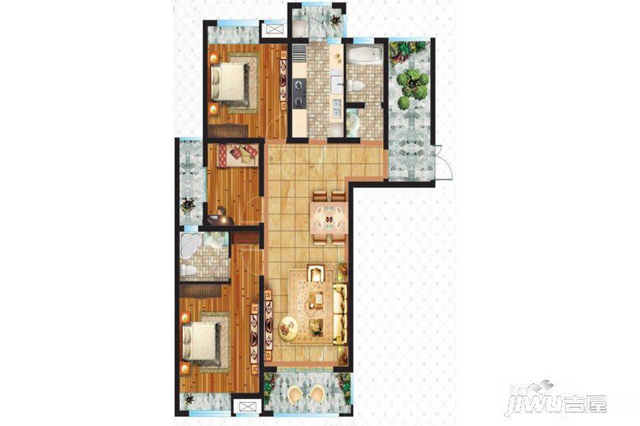 东正MOCO新世界3室2厅2卫118.9㎡户型图