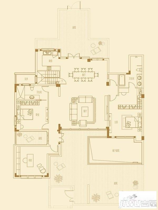 华润橡树湾2室3厅3卫160㎡户型图