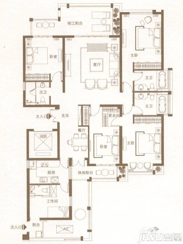 融侨外滩4室2厅4卫213㎡户型图