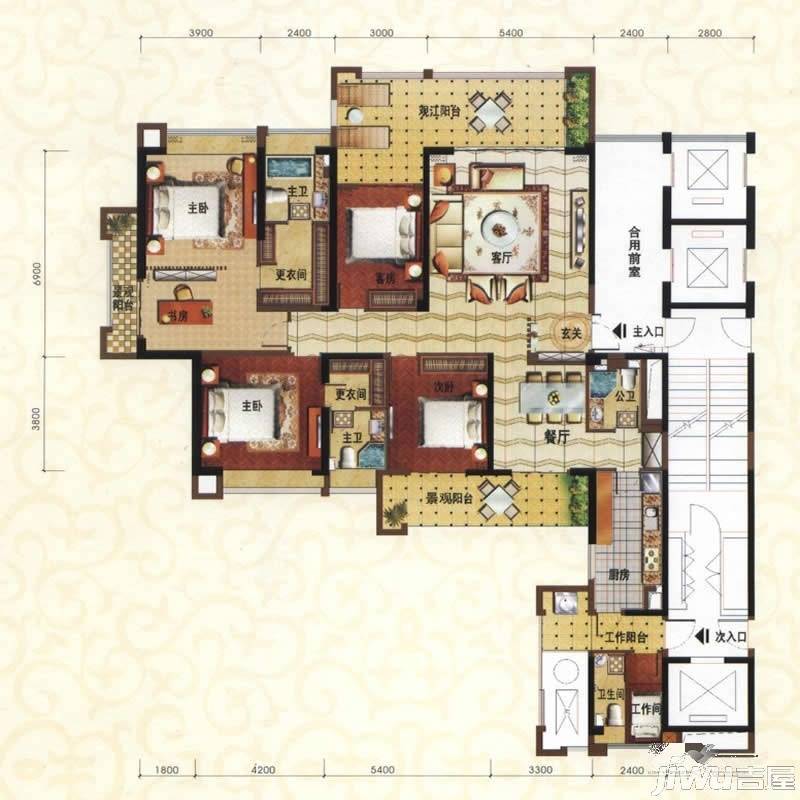 融侨外滩5室2厅4卫252㎡户型图