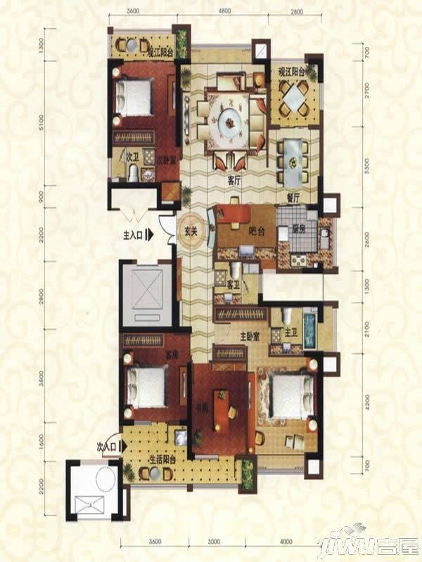 融侨外滩4室2厅3卫190㎡户型图