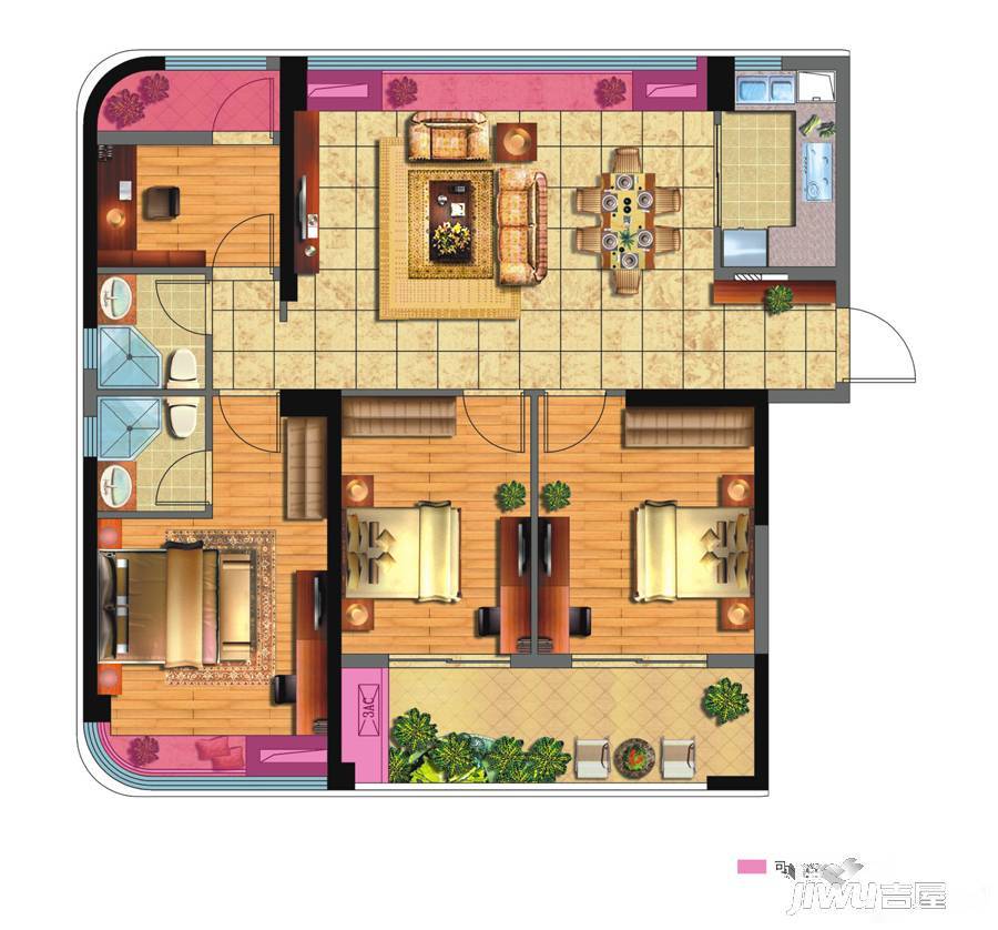 融信后海4室2厅2卫119㎡户型图