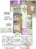 巨成雅园3室2厅2卫88㎡户型图