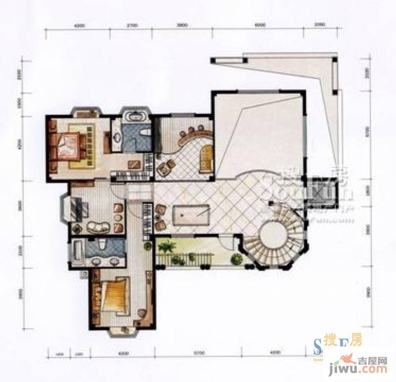 禹洲鼓山一号7室5厅6卫户型图