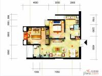 凯隆橙仕公馆2室2厅1卫75㎡户型图