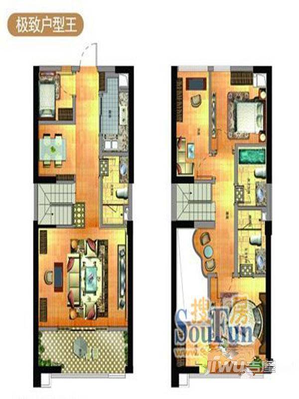 蓝波湾4室2厅3卫115㎡户型图