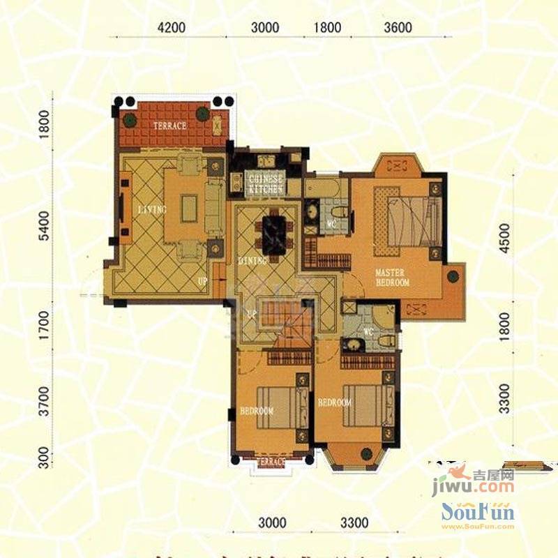 东方名城3室2厅2卫203.5㎡户型图