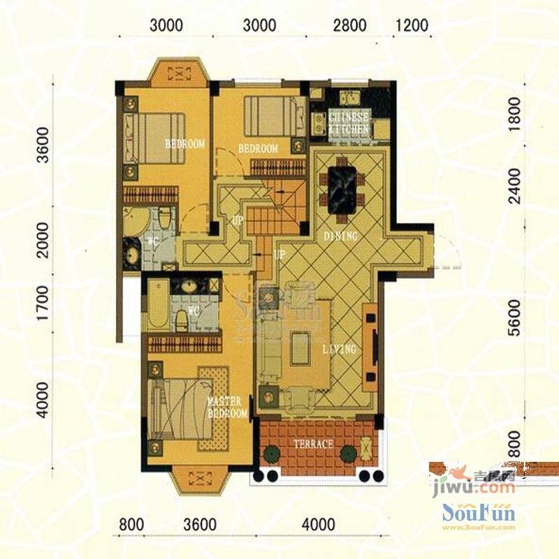 东方名城3室2厅2卫192㎡户型图