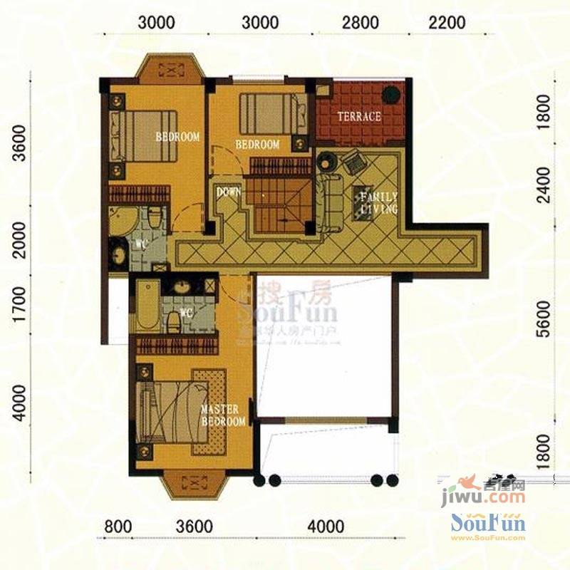 东方名城3室1厅2卫192㎡户型图